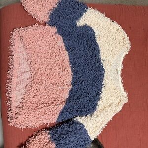 Blu Pepper Cream, Pink, and Blue Textured Sweater